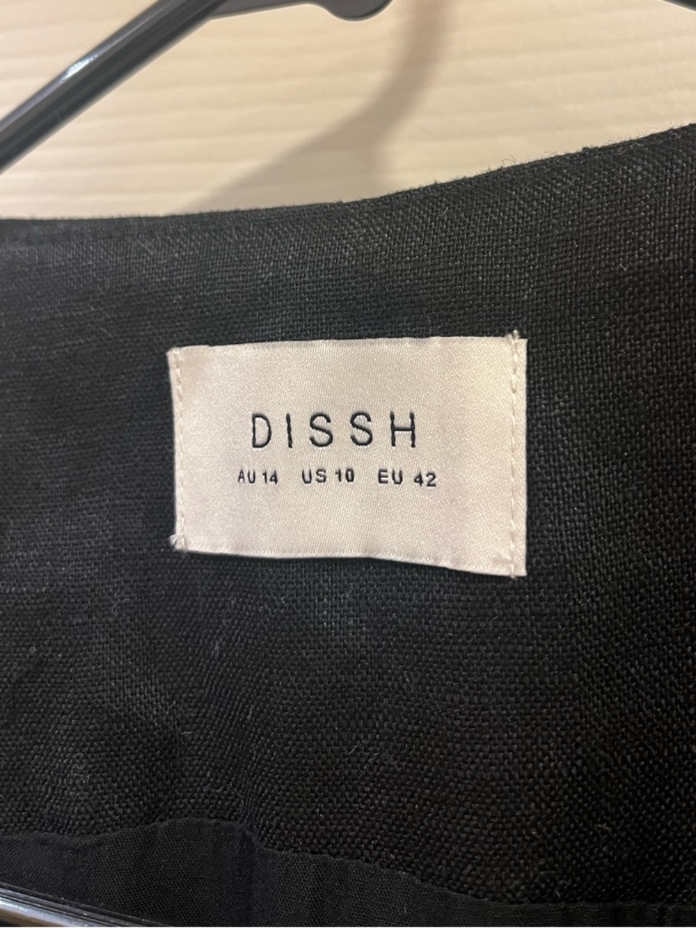 Dissh Black Linen Blend Sleeveless Button-Front Vest Size 10 - Picture 3 of 5